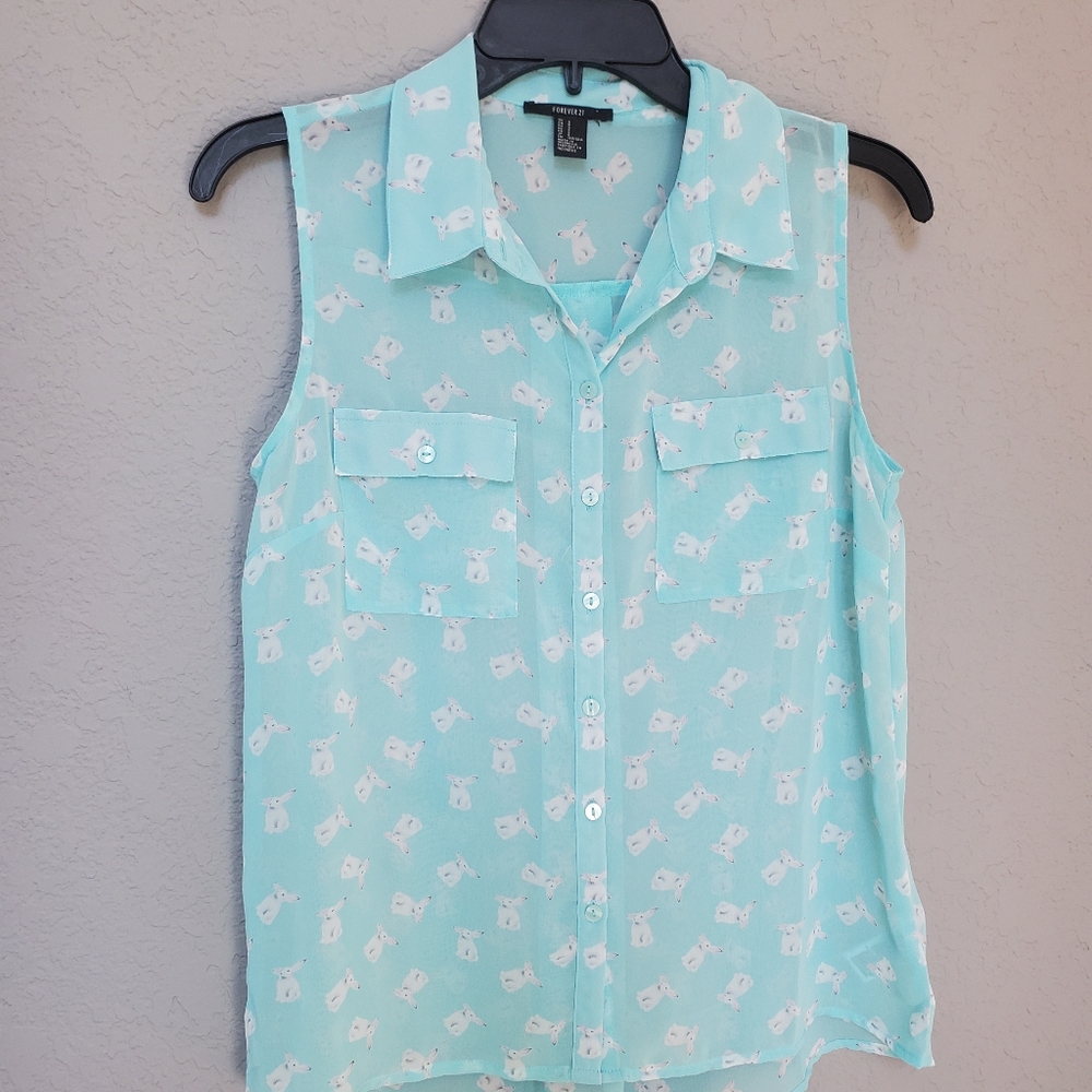 Lightweight sheer collar tank top blouse